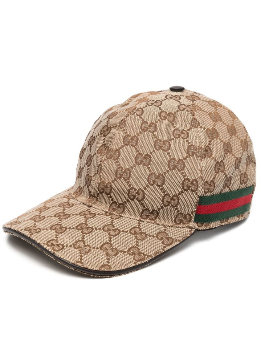 Gucci Original Gg Canvas Baseball Hat With Web In Beige