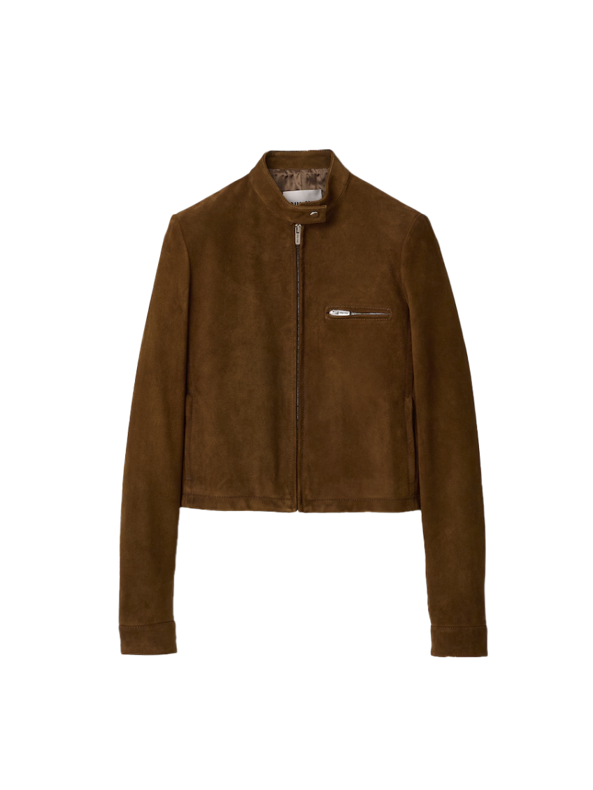 Shop Miu Miu Brown Suede Jacket