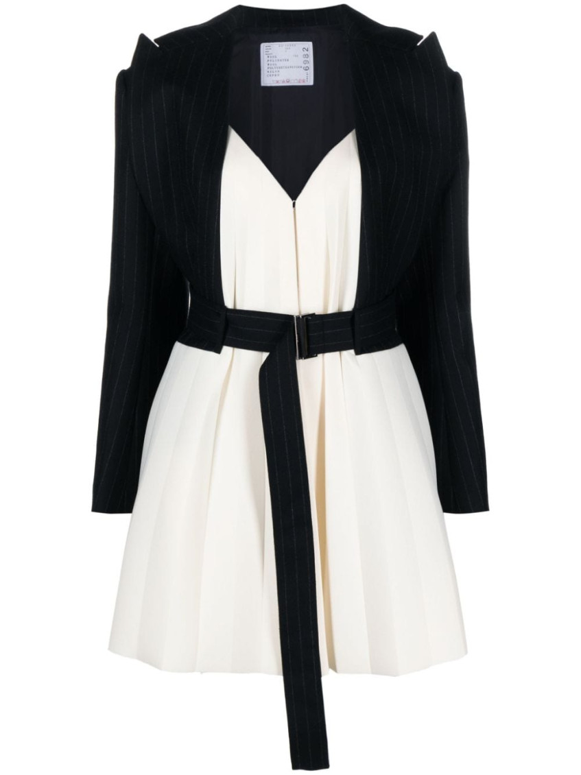 Sacai Suiting Bonding Layered Blazer In Black