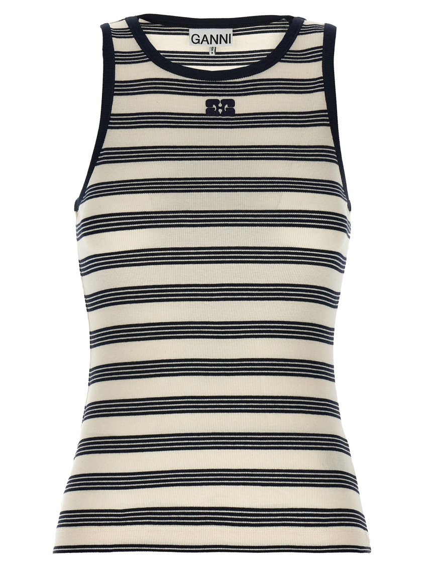 Shop Ganni Multicolor Striped Tank Top