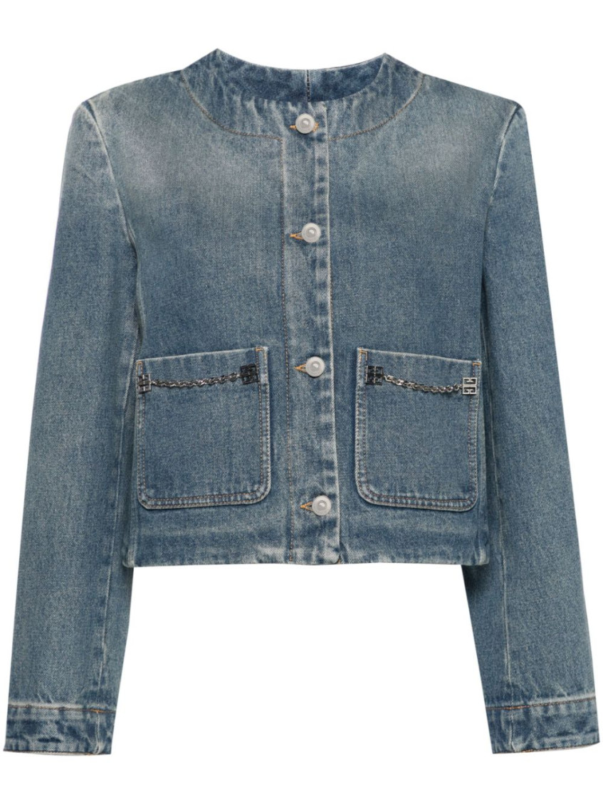 Shop Givenchy Navy Blue Denim Cotton Jacket