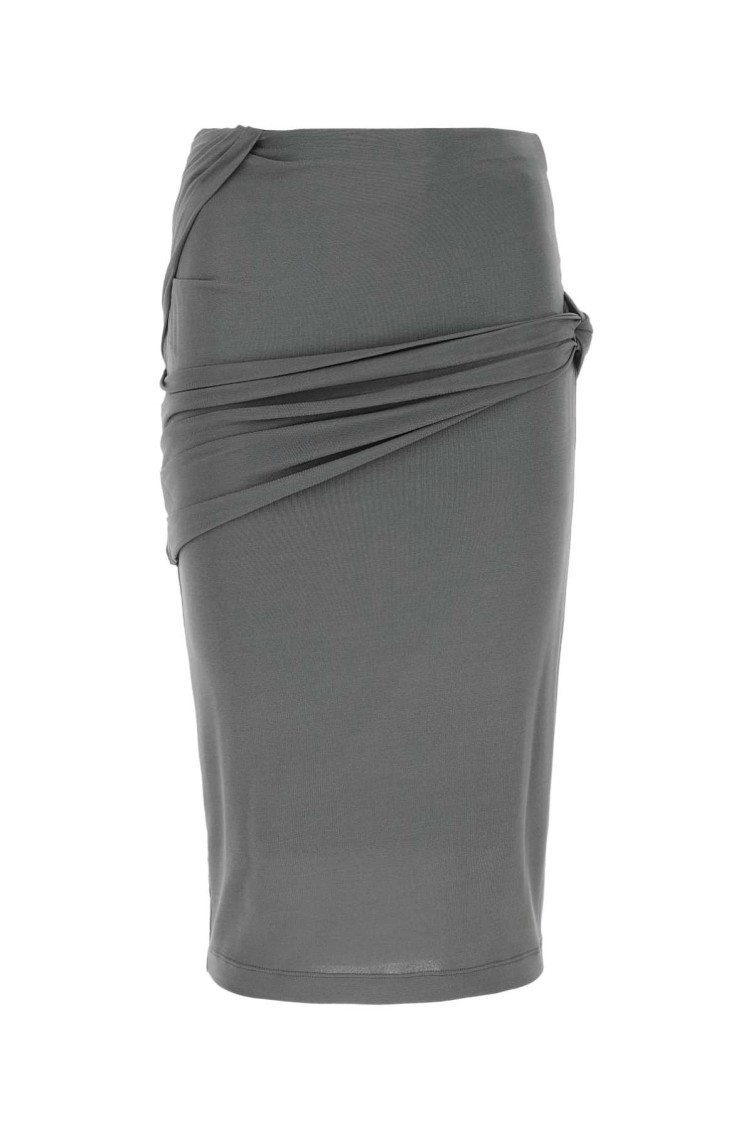 GIVENCHY GREY GATHERED-DETAIL FITTED SKIRT