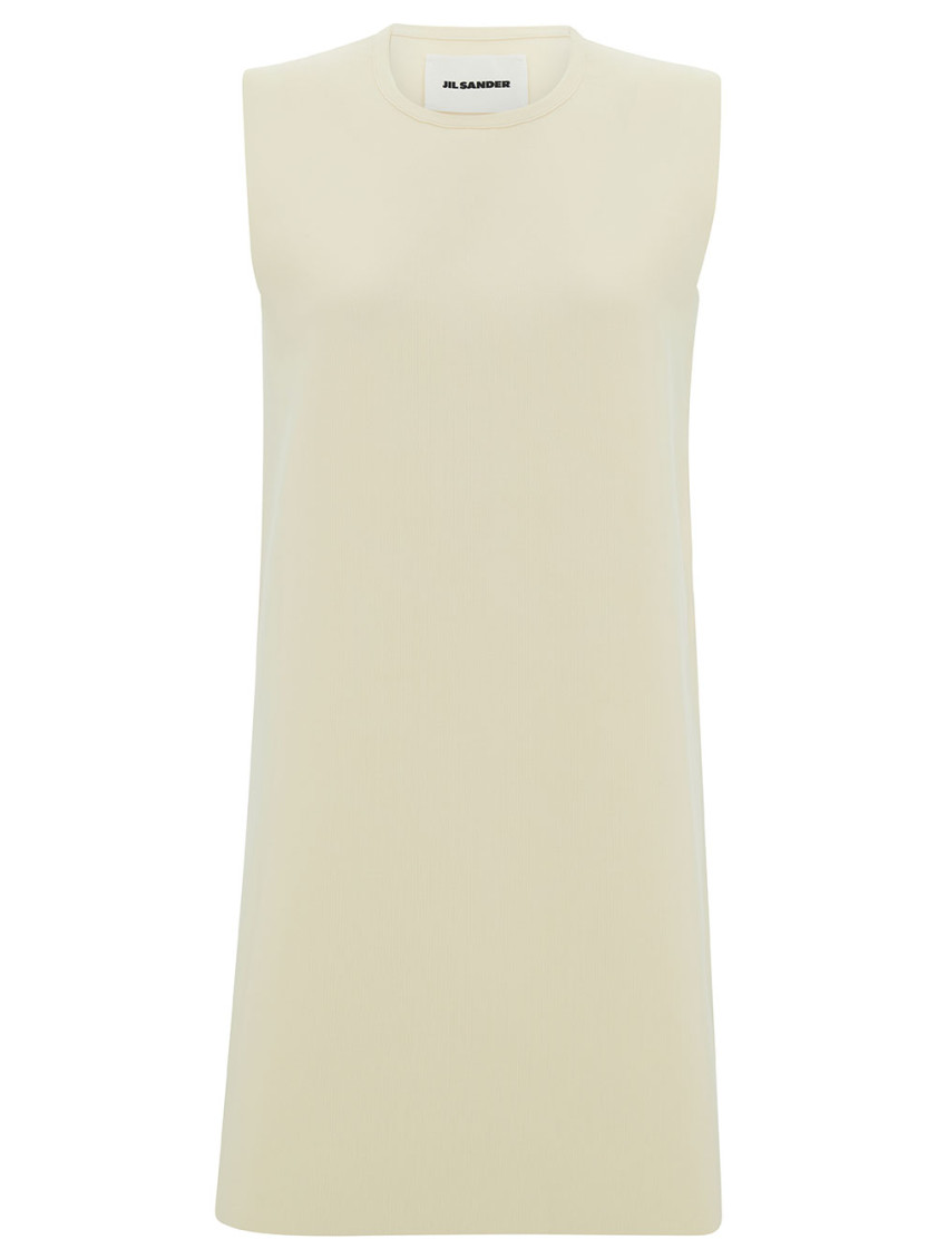 Jil Sander White Sleeveless White Dress In Cotton Woman In White