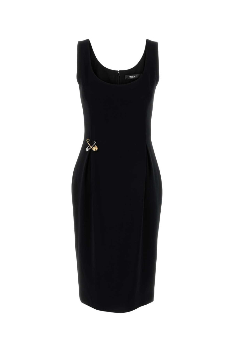 Shop Versace Black Safety Pin Midi Dress