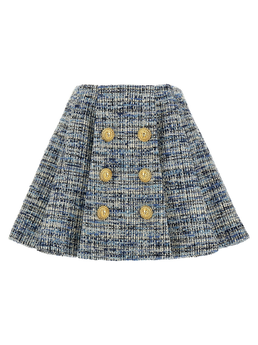 Shop Balmain Blue Tweed Skirt