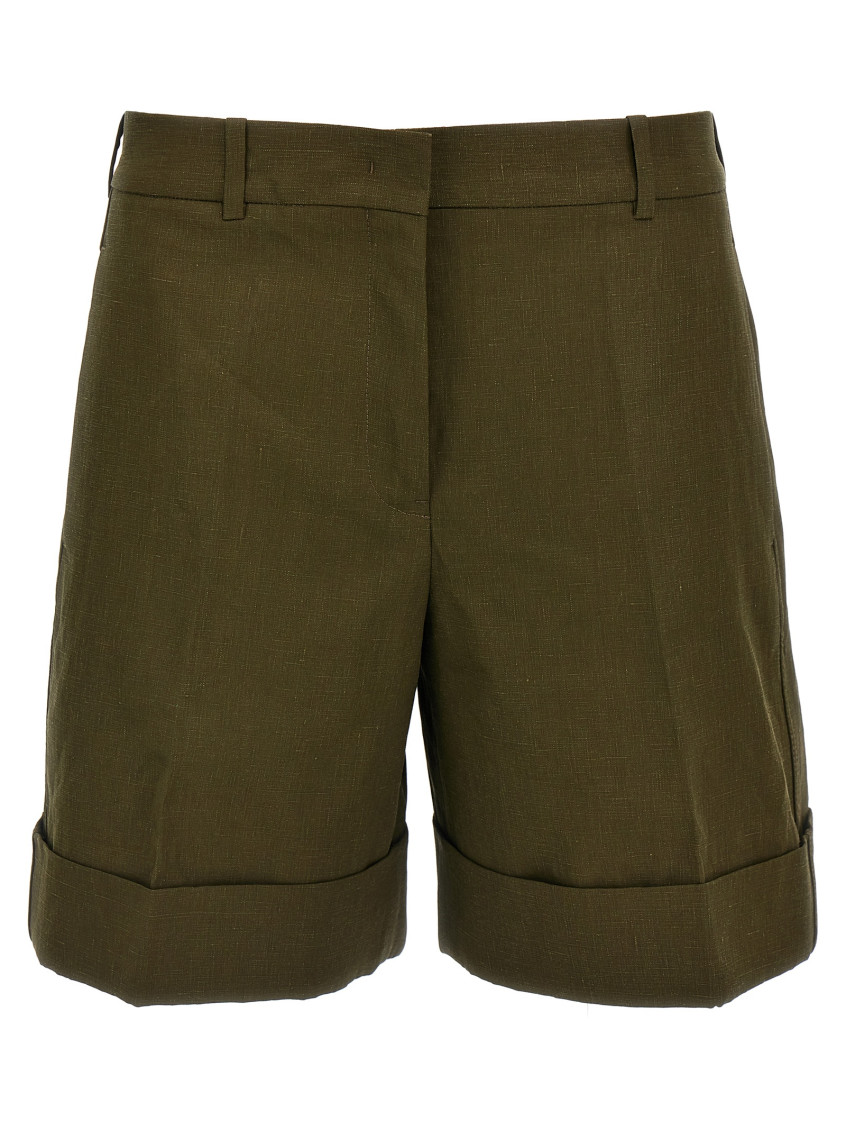 Shop Jil Sander Green Linen Bermuda Shorts