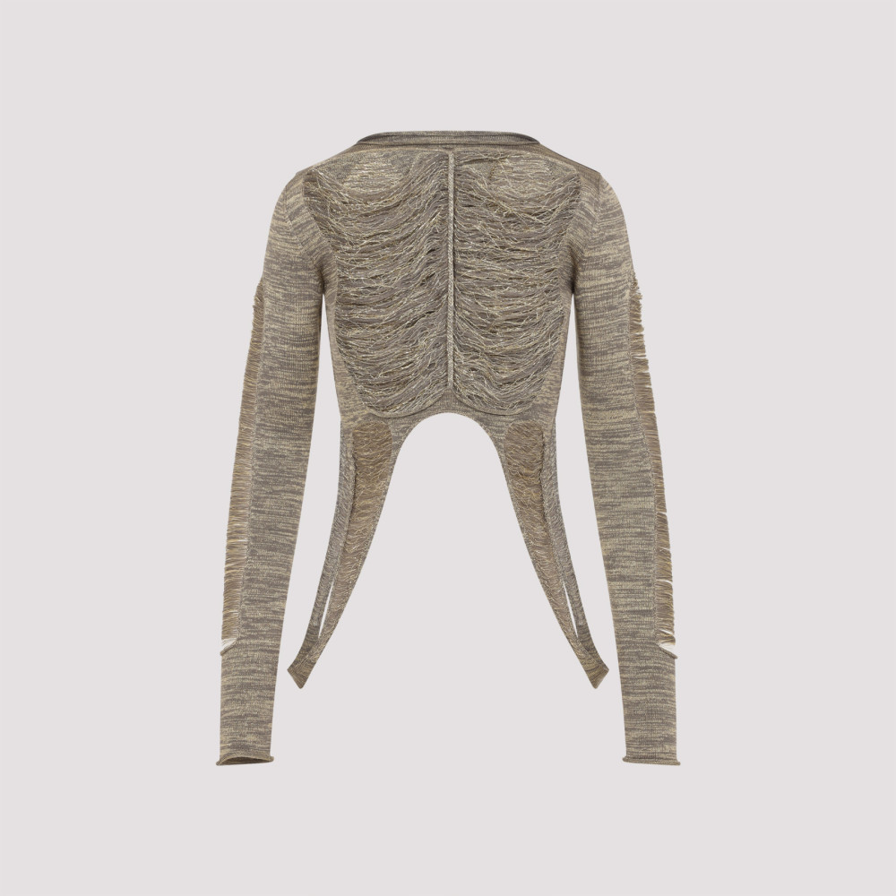 Shop Rick Owens Gold Wool Cropped Top In Golden