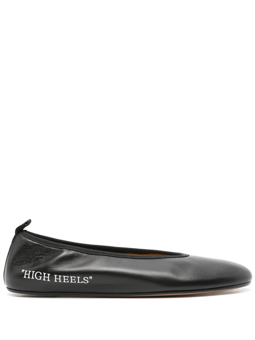 Shop Off-white Black Leather Ballet Flats